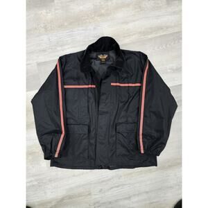 Men's L Harley-Davidson 3M Reflectivity Motorcycle Riding Rain Jacket Black EUC